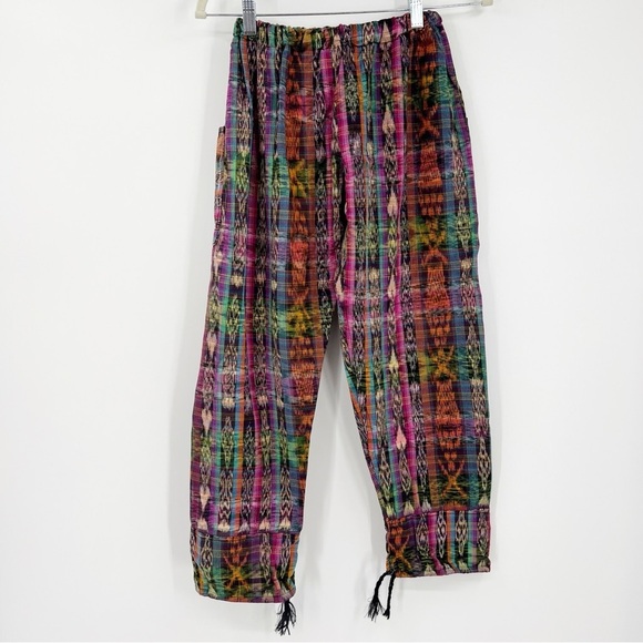 Guatemalan Style Cropped Multicolor Cargo Drawstring Pants XS Artsy Hippie - Picture 4 of 4